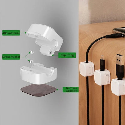 6PCS Magnetic Wire Organizer Desktop Cable Clip Protector Cord Magnet Cable Winder Row Plug Mouse USB Charging Line Holder Hook